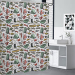 Fishing Equipment Pattern Print Shower Curtain