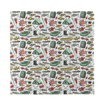 Fishing Equipment Pattern Print Silk Bandana