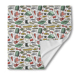 Fishing Equipment Pattern Print Silk Bandana