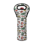 Fishing Equipment Pattern Print Single Neoprene Wine Tote