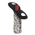 Fishing Equipment Pattern Print Single Neoprene Wine Tote