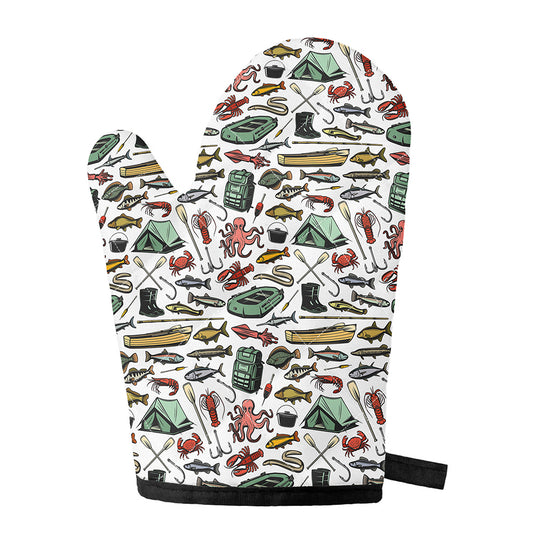 Fishing Equipment Pattern Print Single Oven Mitt