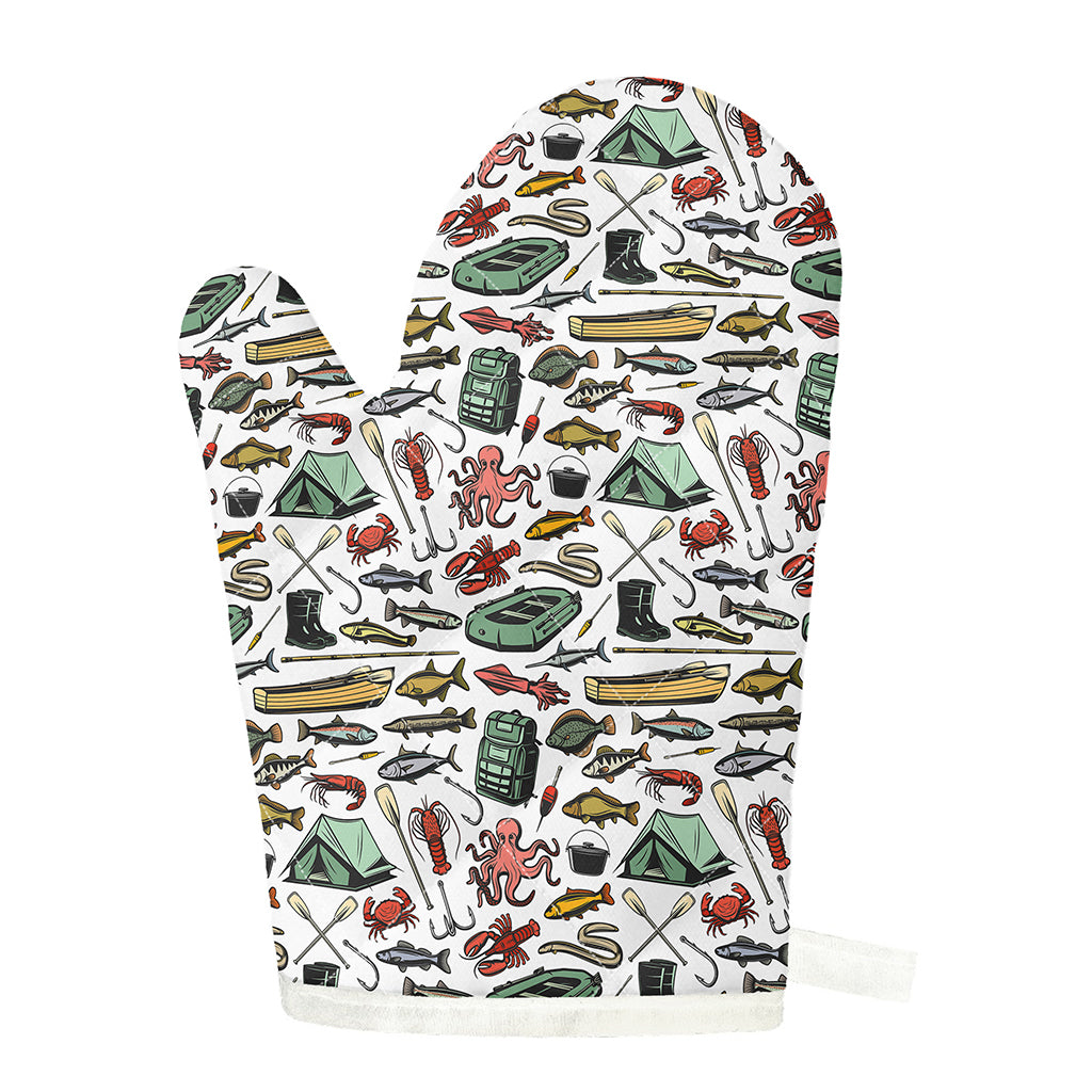 Fishing Equipment Pattern Print Single Oven Mitt