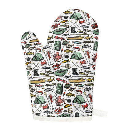 Fishing Equipment Pattern Print Single Oven Mitt