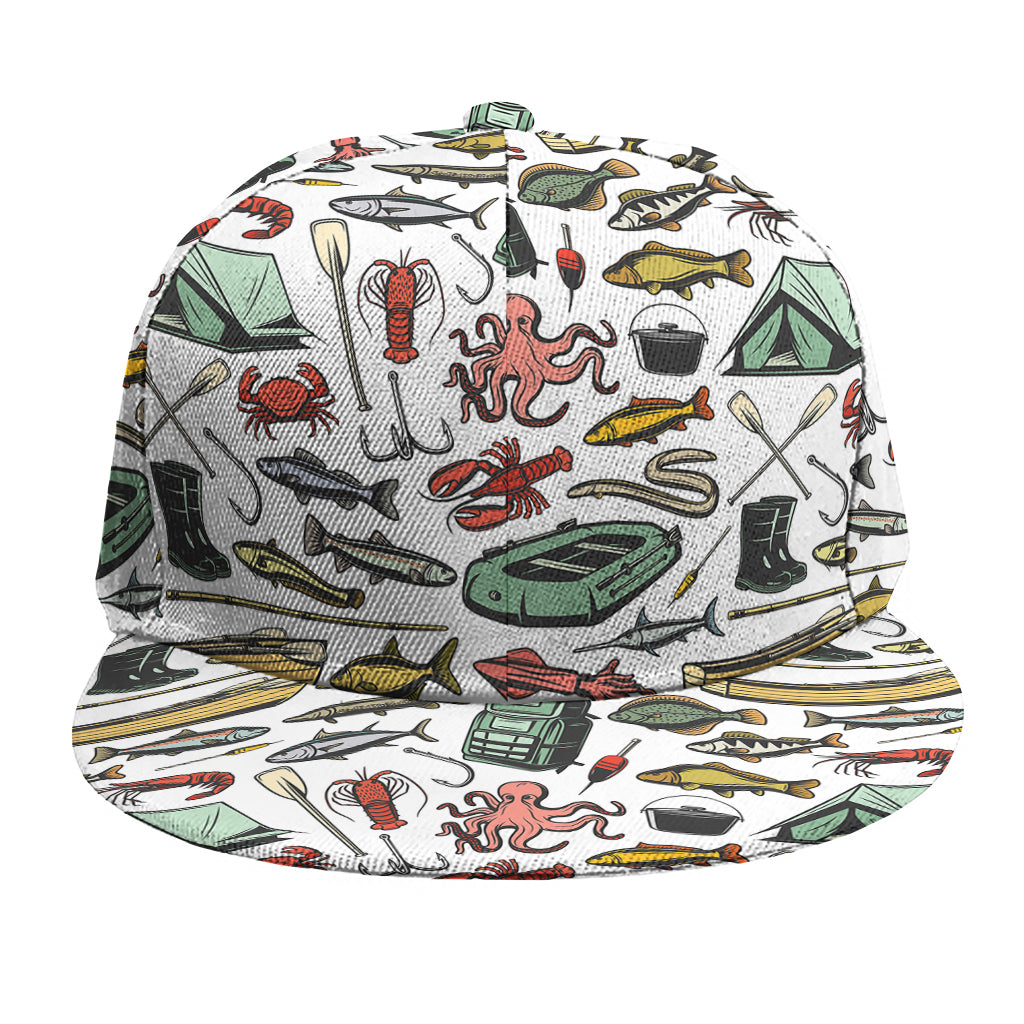 Fishing Equipment Pattern Print Snapback Cap