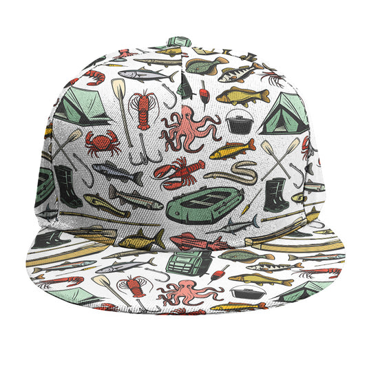 Fishing Equipment Pattern Print Snapback Cap