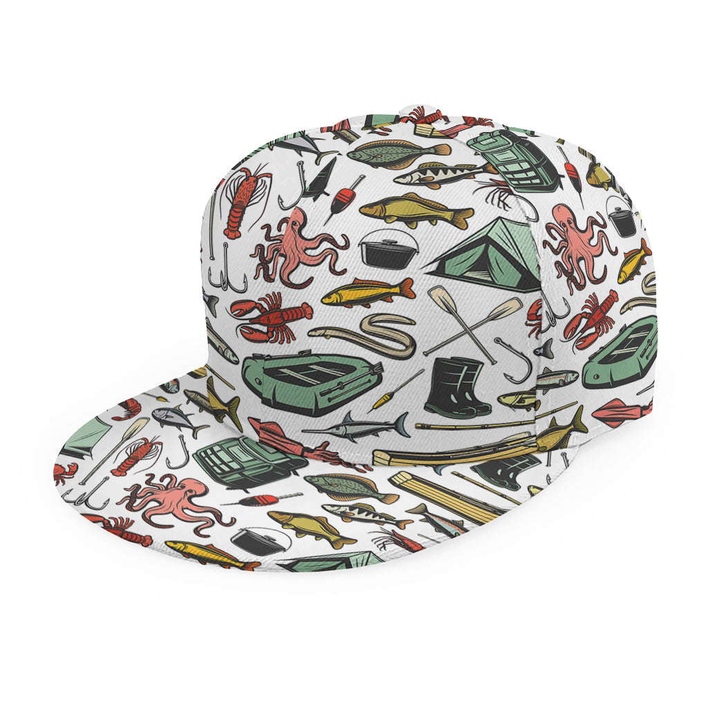 Fishing Equipment Pattern Print Snapback Cap