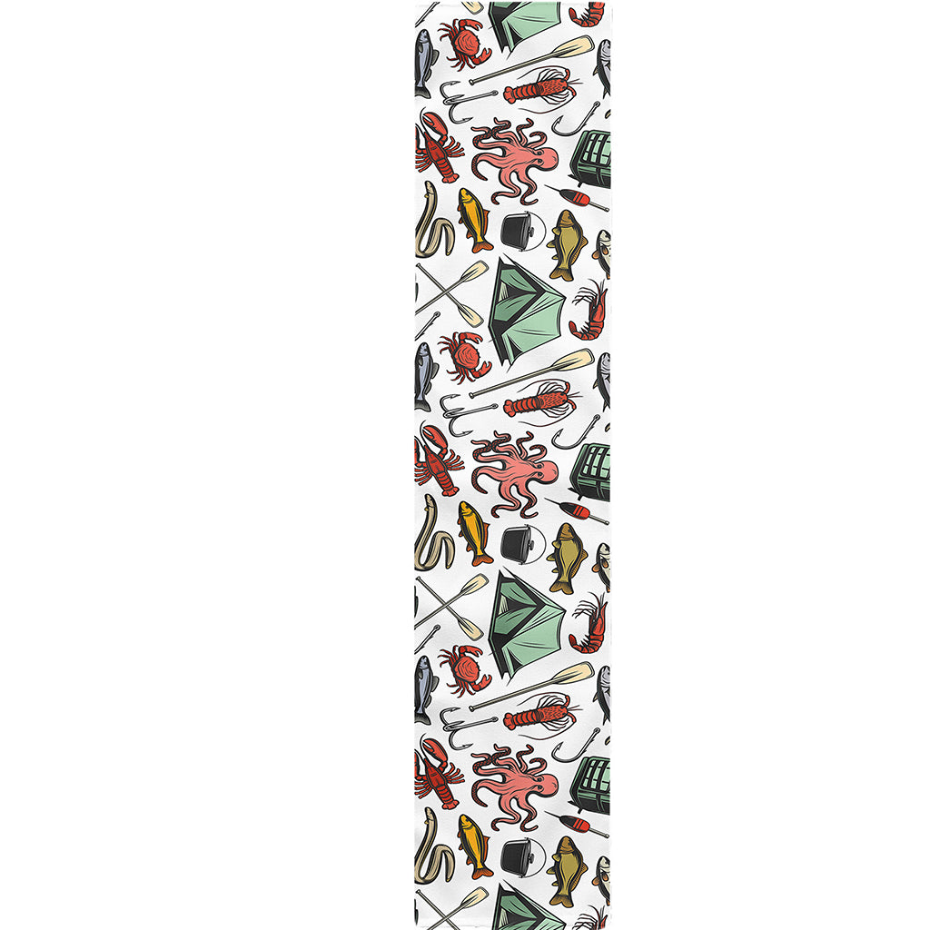 Fishing Equipment Pattern Print Table Runner