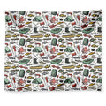 Fishing Equipment Pattern Print Tapestry