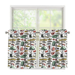 Fishing Equipment Pattern Print Tier Curtains
