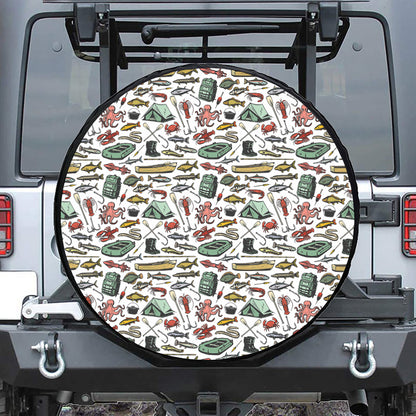 Fishing Equipment Pattern Print Tire Cover