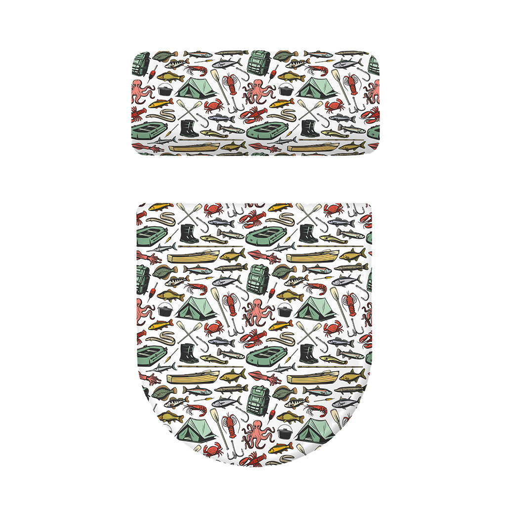 Fishing Equipment Pattern Print Toilet Lid And Tank Cover Set