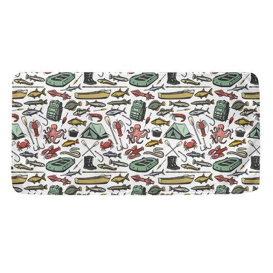 Fishing Equipment Pattern Print Towel