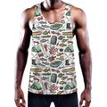 Fishing Equipment Pattern Print Men's Workout Tank Top