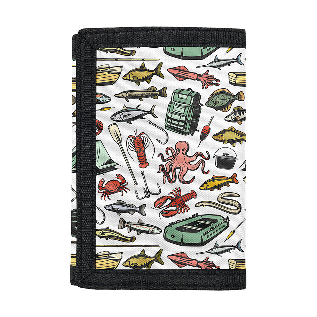 Fishing Equipment Pattern Print Trifold Wallet