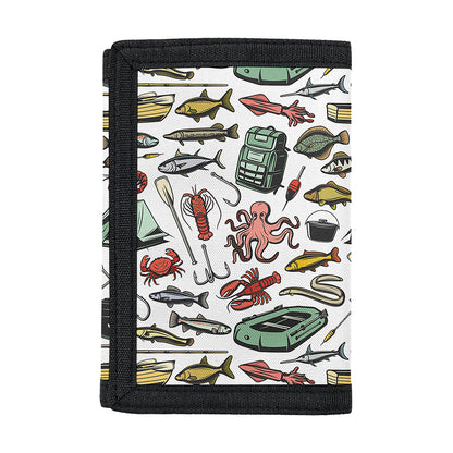 Fishing Equipment Pattern Print Trifold Wallet