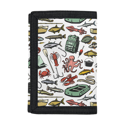 Fishing Equipment Pattern Print Trifold Wallet