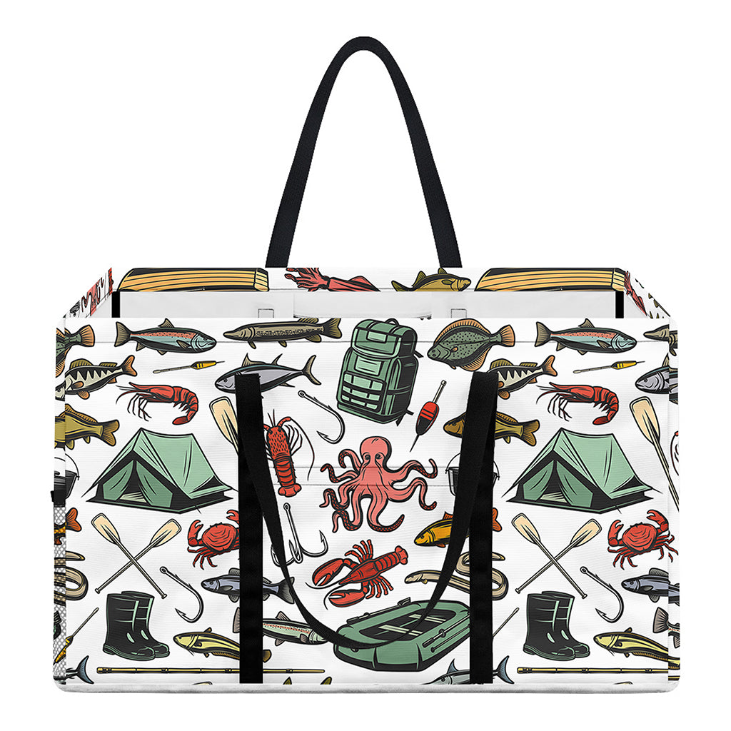 Fishing Equipment Pattern Print Utility Tote Bag