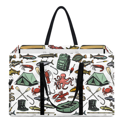 Fishing Equipment Pattern Print Utility Tote Bag