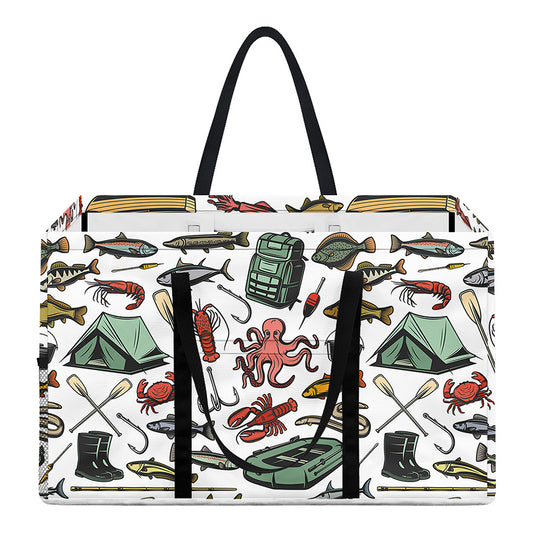 Fishing Equipment Pattern Print Utility Tote Bag