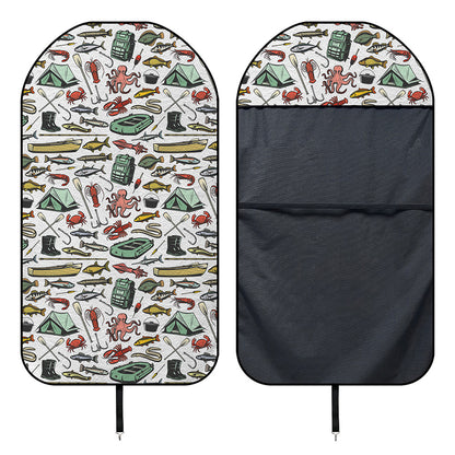 Fishing Equipment Pattern Print Waterproof Car Seat Cover