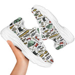 Fishing Equipment Pattern Print White Chunky Shoes