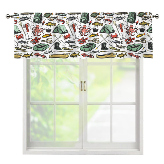 Fishing Equipment Pattern Print Window Valance