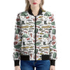 Fishing Equipment Pattern Print Women's Bomber Jacket