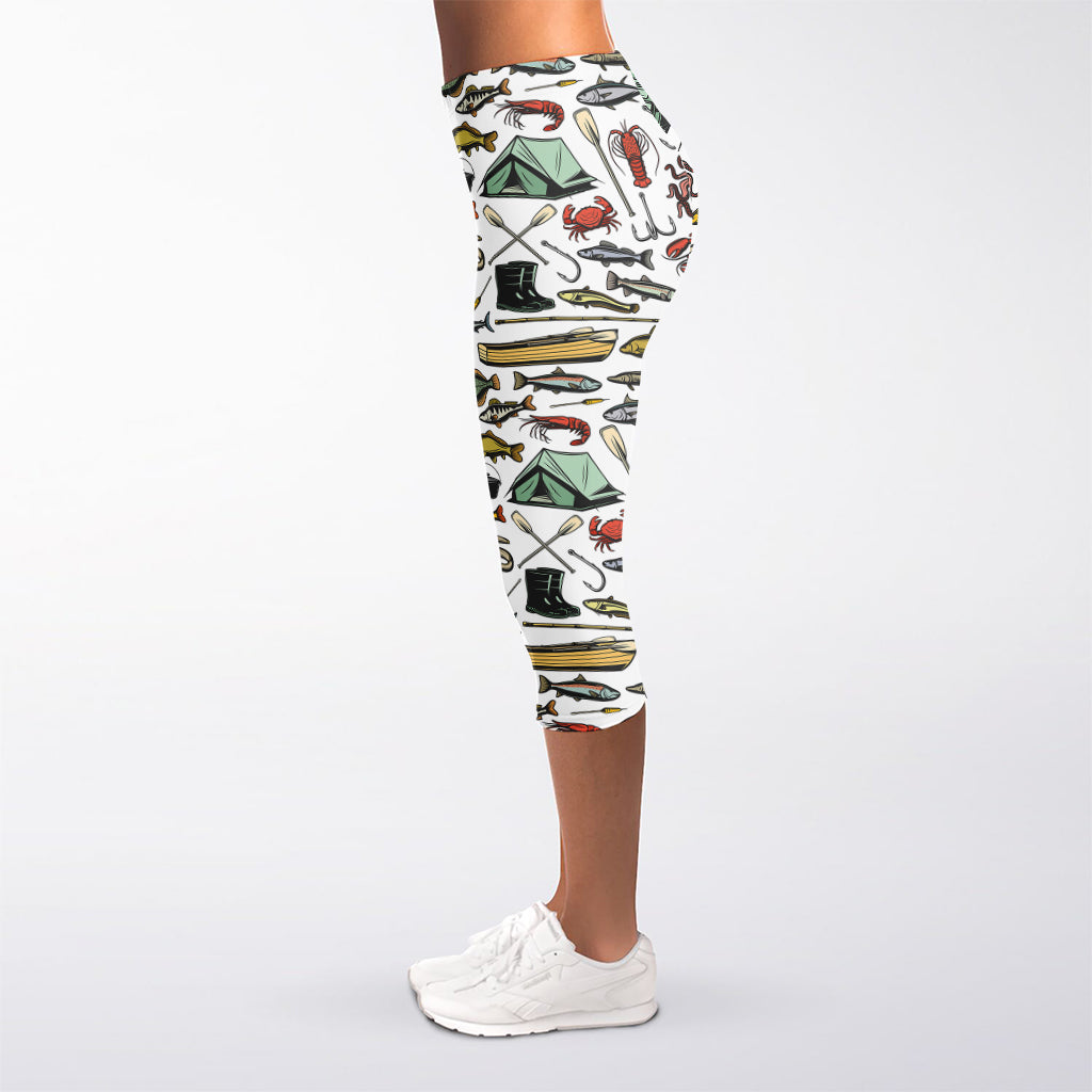 Fishing Equipment Pattern Print Women's Capri Leggings