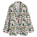 Fishing Equipment Pattern Print Women's Cotton Blazer