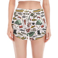 Fishing Equipment Pattern Print Women's Split Running Shorts