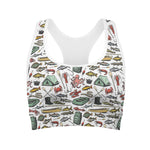 Fishing Equipment Pattern Print Women's Sports Bra