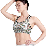 Fishing Equipment Pattern Print Women's Sports Bra