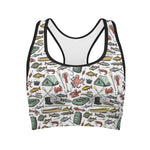Fishing Equipment Pattern Print Women's Sports Bra