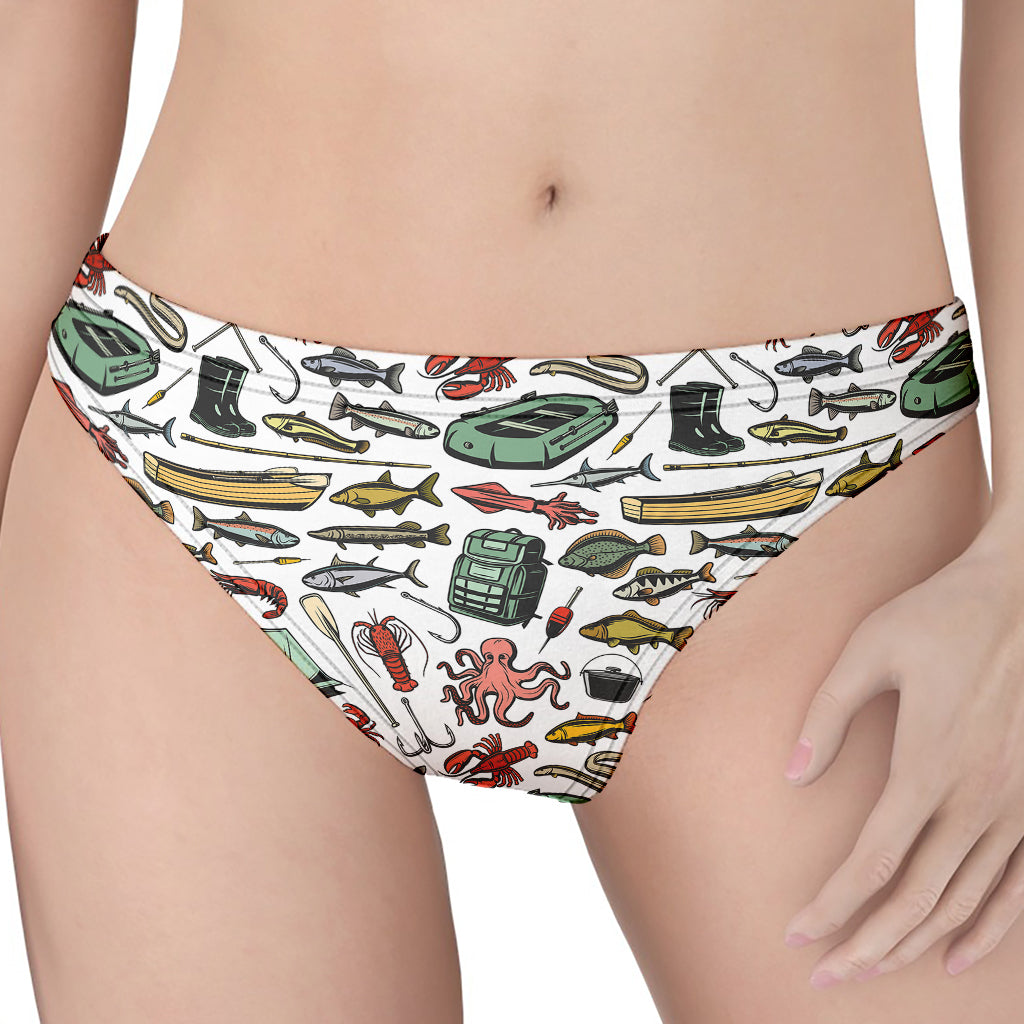 Fishing Equipment Pattern Print Women's Thong