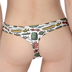 Fishing Equipment Pattern Print Women's Thong