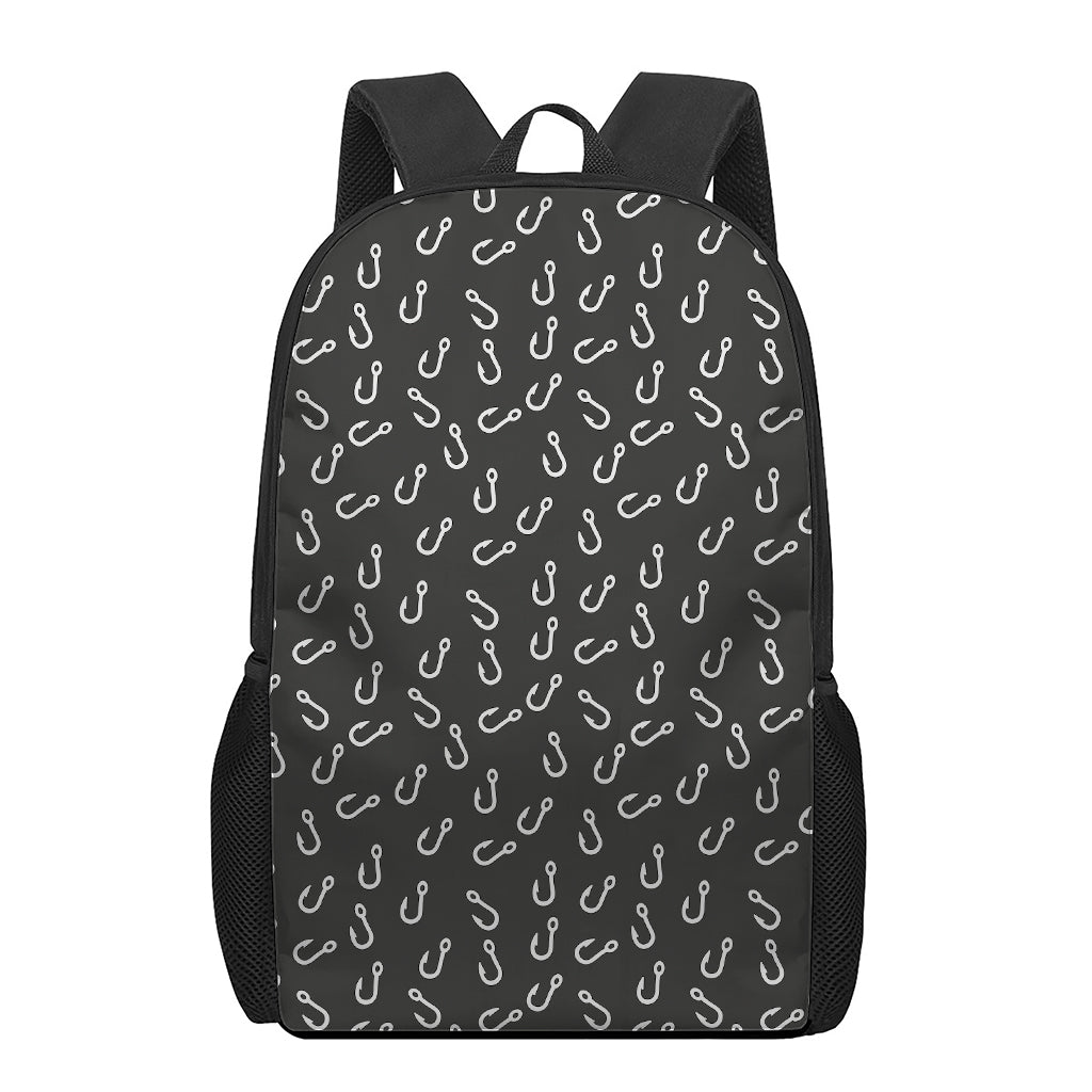 Fishing Hooks Pattern Print 17 Inch Backpack