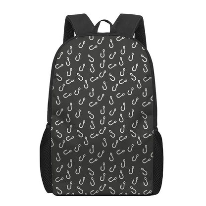 Fishing Hooks Pattern Print 17 Inch Backpack