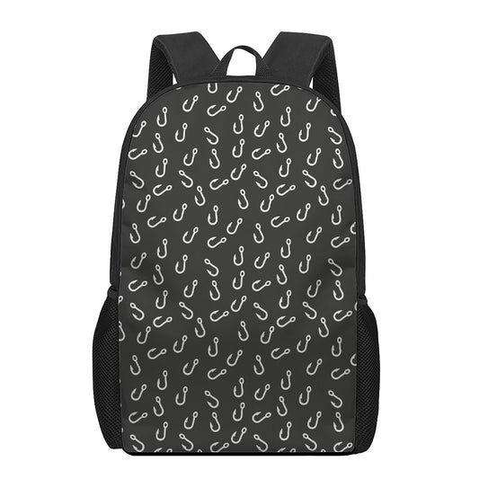 Fishing Hooks Pattern Print 17 Inch Backpack