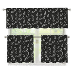Fishing Hooks Pattern Print 3 Piece Kitchen Curtains