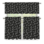 Fishing Hooks Pattern Print 3 Piece Kitchen Curtains