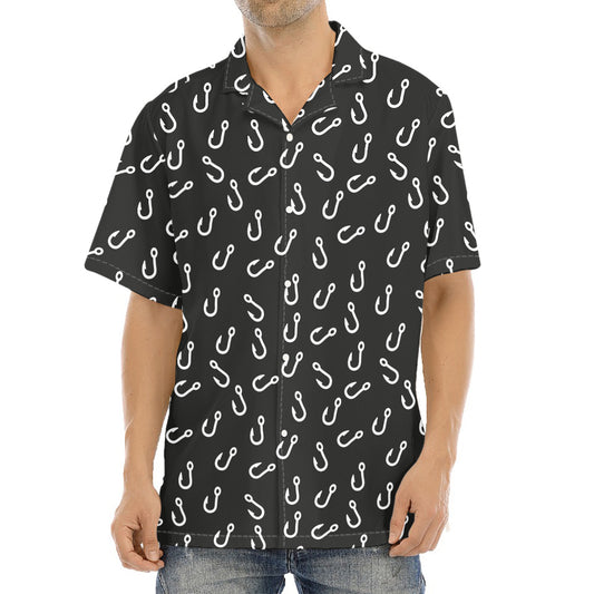 Fishing Hooks Pattern Print Aloha Shirt