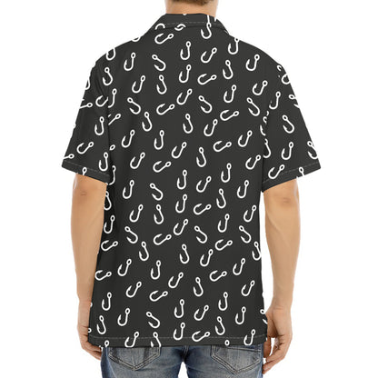 Fishing Hooks Pattern Print Aloha Shirt