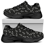 Fishing Hooks Pattern Print Black Chunky Shoes