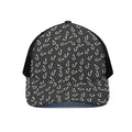 Fishing Hooks Pattern Print Black Mesh Trucker Hat