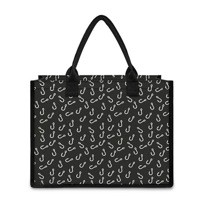 Fishing Hooks Pattern Print Canvas Tote Bag
