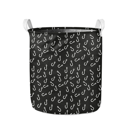 Fishing Hooks Pattern Print Collapsible Laundry Basket