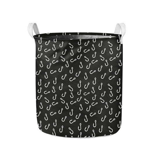 Fishing Hooks Pattern Print Collapsible Laundry Basket