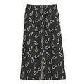 Fishing Hooks Pattern Print Cotton Front Slit Maxi Skirt