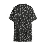 Fishing Hooks Pattern Print Cotton Hawaiian Shirt